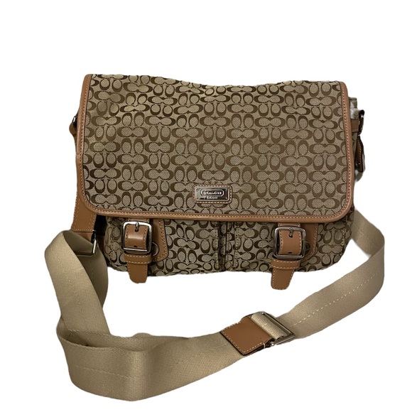 Coach Handbags - Coach Signature Messenger Bag Khaki Crossbody